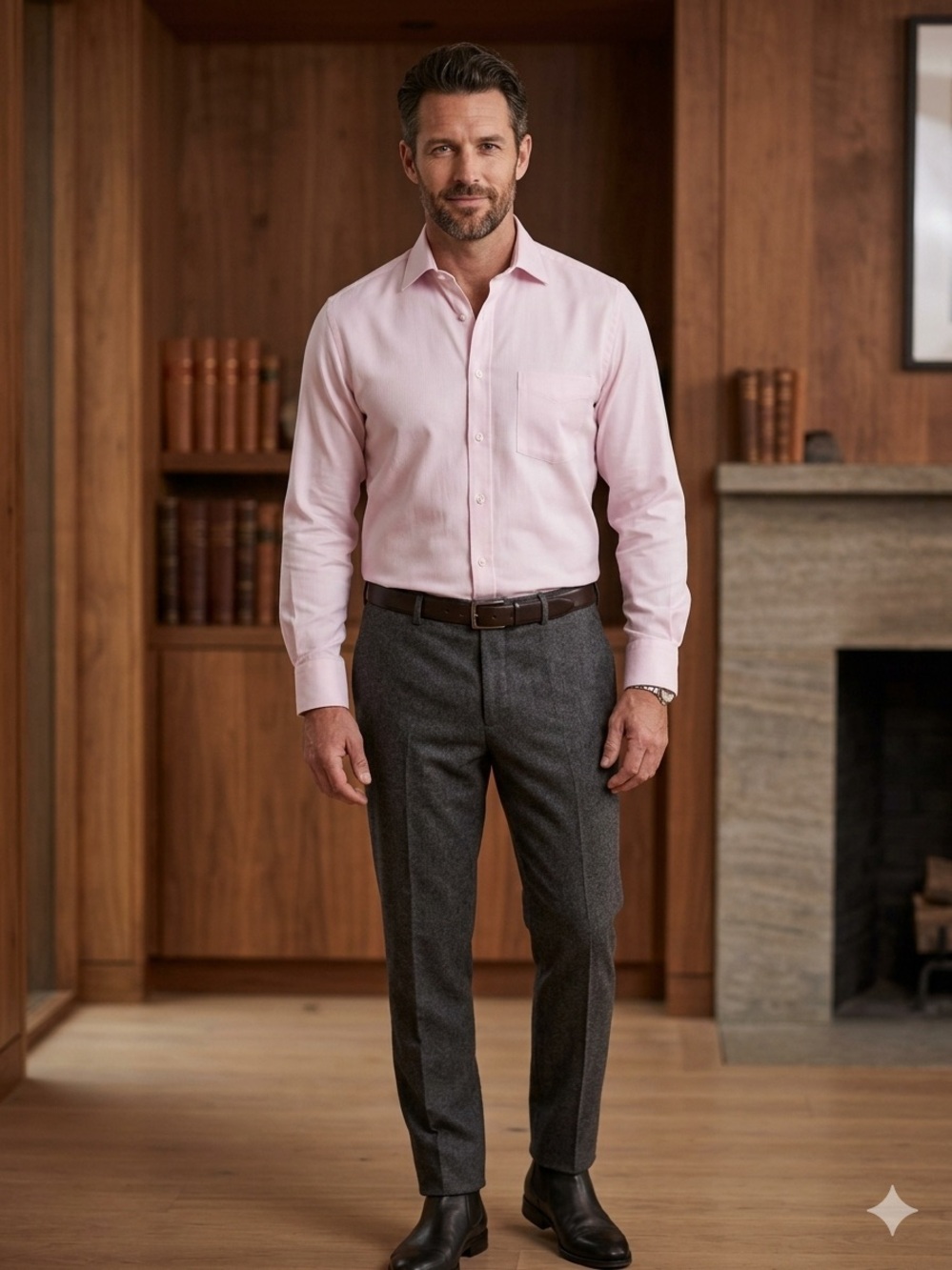 Van Heusen Men's Classic Fit Pin Cord Wrinkle Free Dress Shirt Pink 17.5 34/35